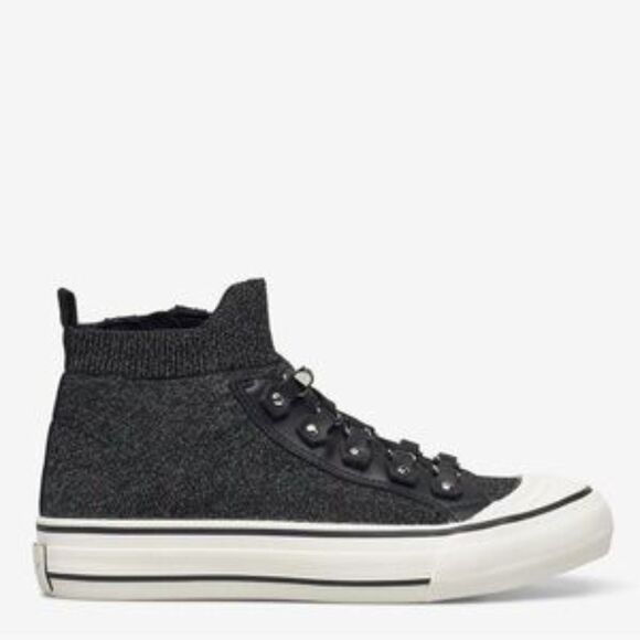 DKNY Sheila Sock Lace Black/Gray Platform Sneakers Shoes with Zipper Size 8 - Picture 1 of 14